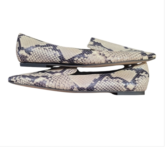 Marc Fisher cream black Snakeskin Flats slip on shoes 11 square snip toe - Picture 4 of 7